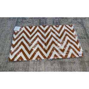 New Pottery Barn Chevron Lumbar Pillow Cover Orange Cream 16x26 Embroidered